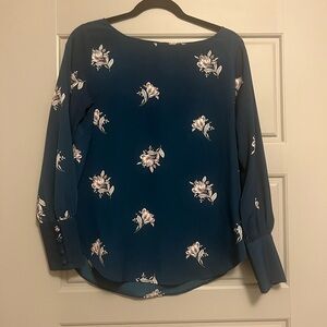 Ann Taylor Floral Boat Neck Blouse